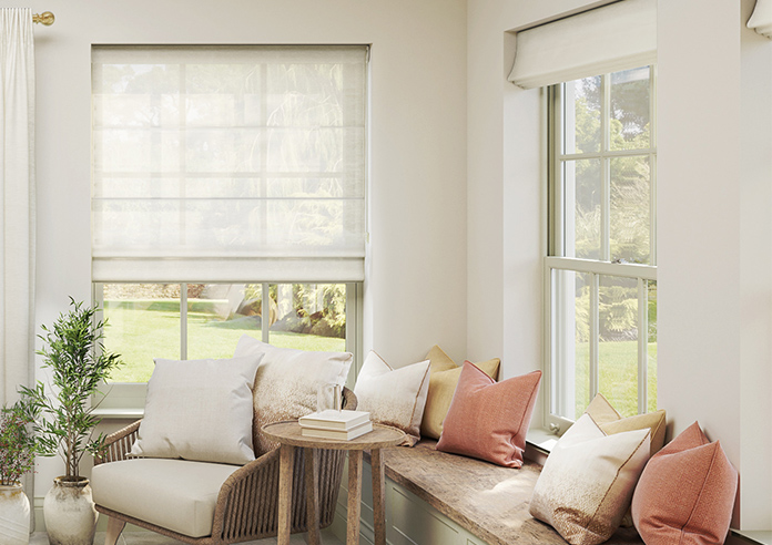 Marsala Voile, Beach White - Motorised Roman Blind - Image 3